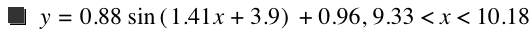 y=0.88*sin([1.41*x+3.9])+0.96,9.33<x<10.18