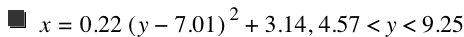 x=0.22*[y-7.01]^2+3.14,4.57<y<9.25