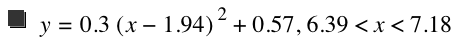 y=0.3*[x-1.94]^2+0.57,6.39<x<7.18