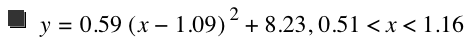 y=0.59*[x-1.09]^2+8.23,0.51<x<1.16