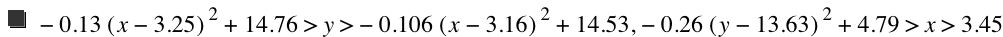 -(0.13*[x-3.25]^2)+14.76>y>-(0.106*[x-3.16]^2)+14.53,-(0.26*[y-13.63]^2)+4.79>x>3.45