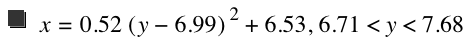 x=0.52*[y-6.99]^2+6.53,6.71<y<7.68