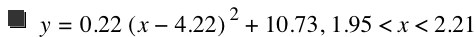 y=0.22*[x-4.22]^2+10.73,1.95<x<2.21